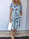 Casual Little Flower Print Pocket Dress