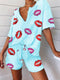 Casual Loose V-Neck Top Shorts Suit