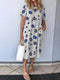 Casual Little Flower Print Pocket Dress