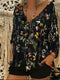 Casual Loose Long Sleeve V-Neck Butterfly Top Pants Set