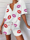 Casual Loose V-Neck Top Shorts Suit