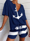 Casual V-neck Short Sleeve Print Set