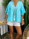 Simple Casual Loose Short Sleeve V Neck Top