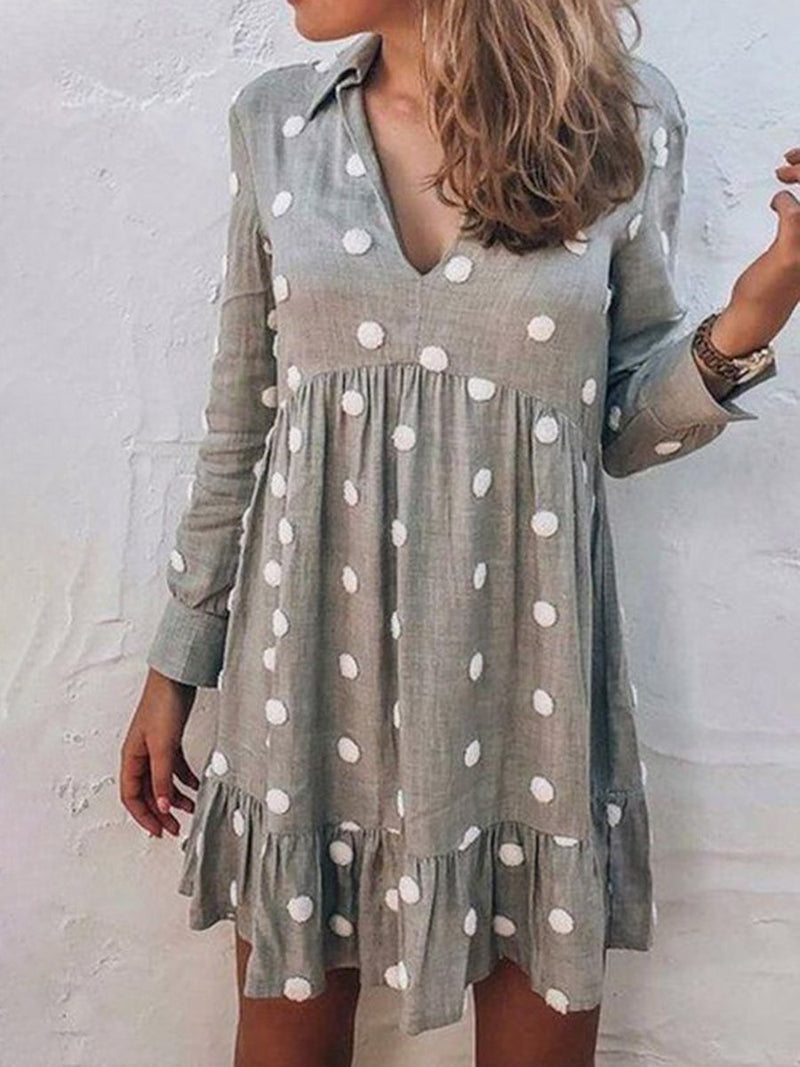 Polka Dot Print Ruffle Mini Dress