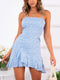Sexy Sling Print Ruffle Mini Dresses